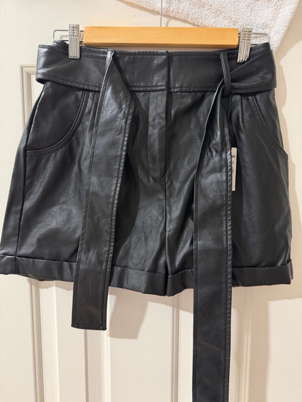 Express Black Faux Leather Tie-Waist Shorts